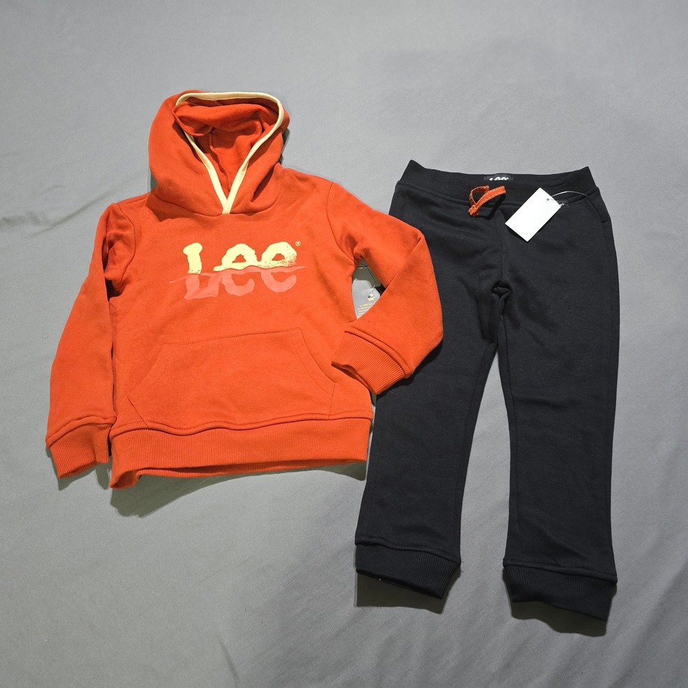 Lee Hoodie and Joggers Set Kids 4T Orange Black 2-Piece Fleece Outfit
